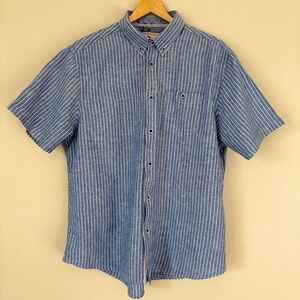 Men’s short sleeve striped linen shirt